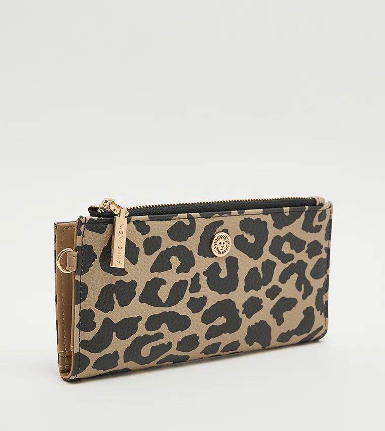 آن كلاين Anne Klein Leopard Print Zippered Bi-fold Wallet